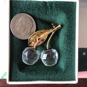 Swarovski 1” cherry leaded crystal brooch